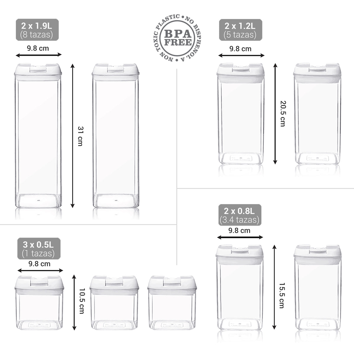 AIRTIGHT CONTAINERS - 9 PIECES.