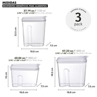 BASIC AIRTIGHT CEREAL CONTAINERS - 3 PIECES.