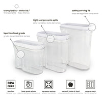BASIC AIRTIGHT CEREAL CONTAINERS - 3 PIECES.