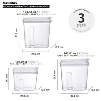 PREMIUM AIRTIGHT CEREAL CONTAINERS - 3 PIECES.