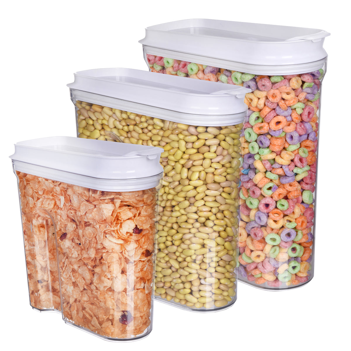 PREMIUM AIRTIGHT CEREAL CONTAINERS - 3 PIECES.
