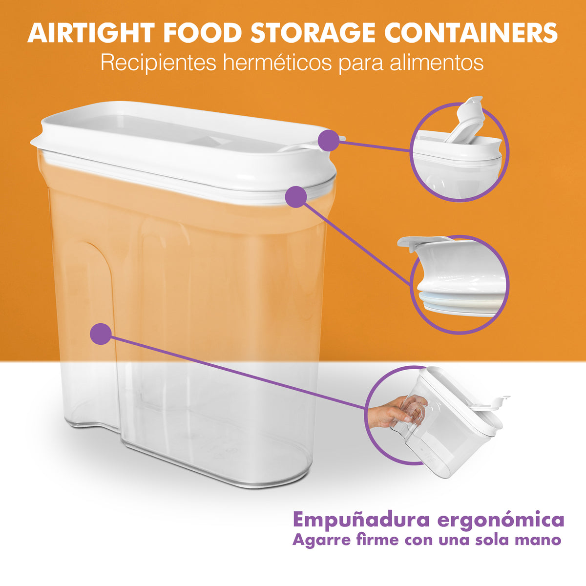 PREMIUM AIRTIGHT CEREAL CONTAINERS - 3 PIECES.