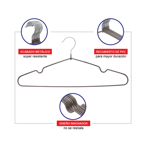 METAL CLOTHES HOOKS WITH PVC COVER - 10 PIECES.